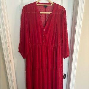 NWOT 2x Torrid red midi dress with removable slip